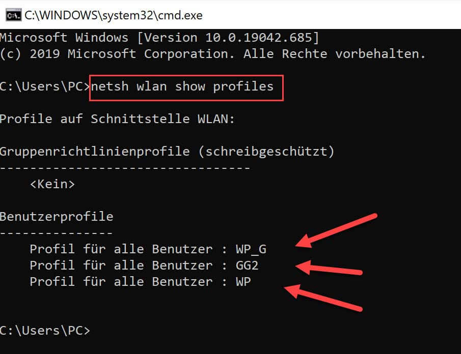 gespeicherte wlan verbindungen
