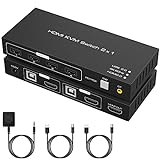 KVM Switch HDMI 2 Port 4K 60Hz USB2.0 für 2 Computer 1 Monitor...