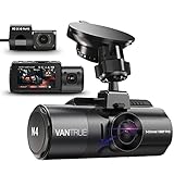 VANTRUE N4 3 Lens Dashcam Dual 1440P + 1080P Kamera Auto, 4K 3840x 2160P vorne, Infrarot-Cut Nachtsicht, 24/7 Parkmodus, WDR 2.45 Zoll IPS, Hitzebeständig Superkondensator Dash Cam G Sensor Max 512GB