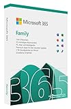 Microsoft 365 Family (inkl. Microsoft Defender) | 6 Nutzer | Mehrere PCs/Macs, Tablets und mobile Geräte | 1 Jahresabonnement |Box