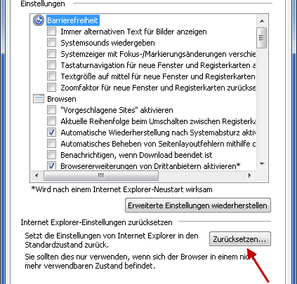 Standardverzeichnis für den Datei - Download verändern internetoptionen