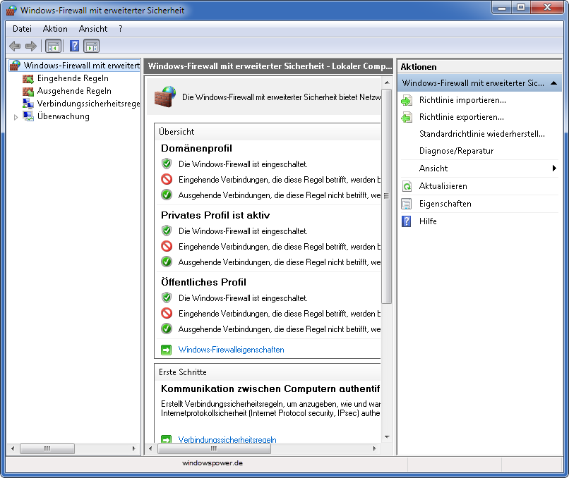Windows 7: Windows Firewall Einstellungen schneller aufrufen windows-firewall-mit-erweiterter-sicherheit