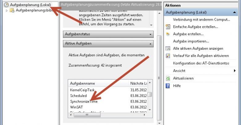 Uhr bei jedem Systemstart synchronisieren unter Windows 7 aufgabenplanung-lokal