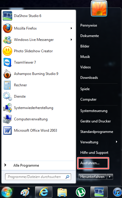 Standardprogramm rausfinden Windows 7 cmd