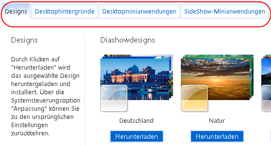 Designs Diashowdesigns Desktophintergründe SideShow-Anwendungen für Windows 7 designs-diashowdesigns