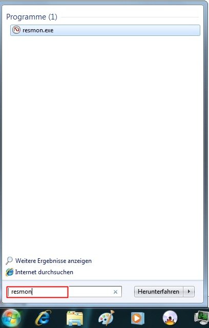 Resmon geheimes Tool in Windows 7 verwenden resmon