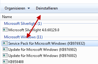 So deinstallieren Sie Windows 7 Service Pack 1 sp1-deinstallieren