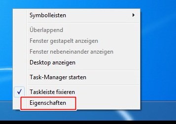 Windows 7 Symbole an der Taskleiste verkleinern taskleiste1