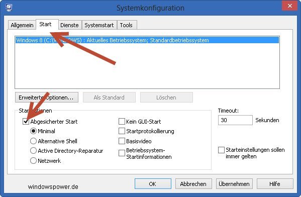 Windows 8 im abgesicherten Modus starten abgesicherten-modus