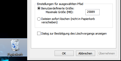 Windows 8 Datei löschen Abfrage widerherstellen papier