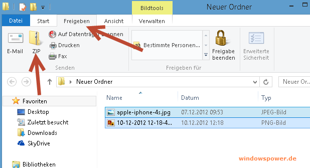 Windows 8 - Dateien komprimieren ZIP zip