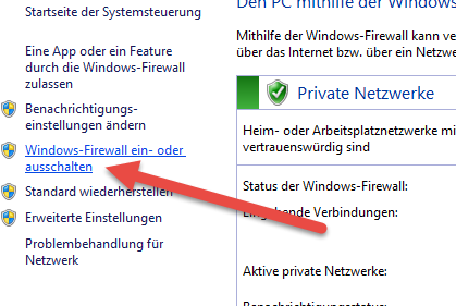 Windows-Firewall ein- oder ausschalten