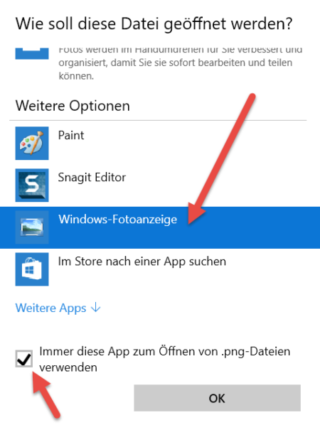 Alte Fotoanzeige benutzen bei Windows 10