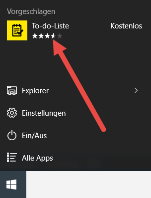 vorschlaege apps bei Windows 10