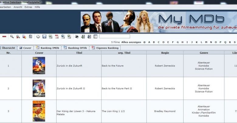 Filme organisieren & archivieren mit MyMDb unbenannt