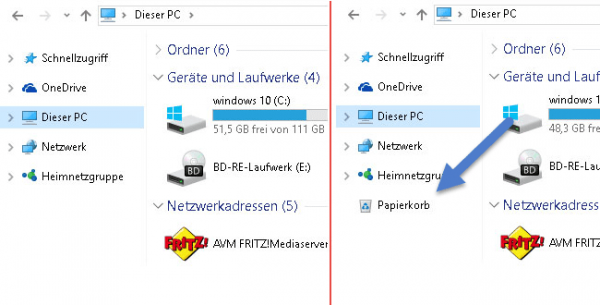 Wie Komme Ich Zum Papierkorb Windows 10: Papierkorb im Windows Explorer anzeigen