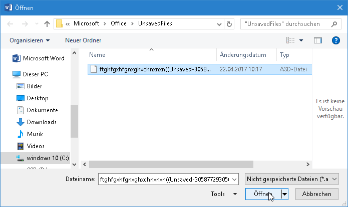 word dokument wiederherstellen - Word - Nicht gespeicherte Dokumente wiederherstellen