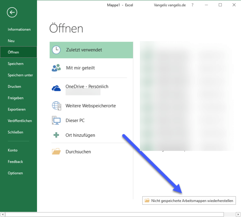 Nicht gespeicherte Excel Datei wiederherstellen so geht