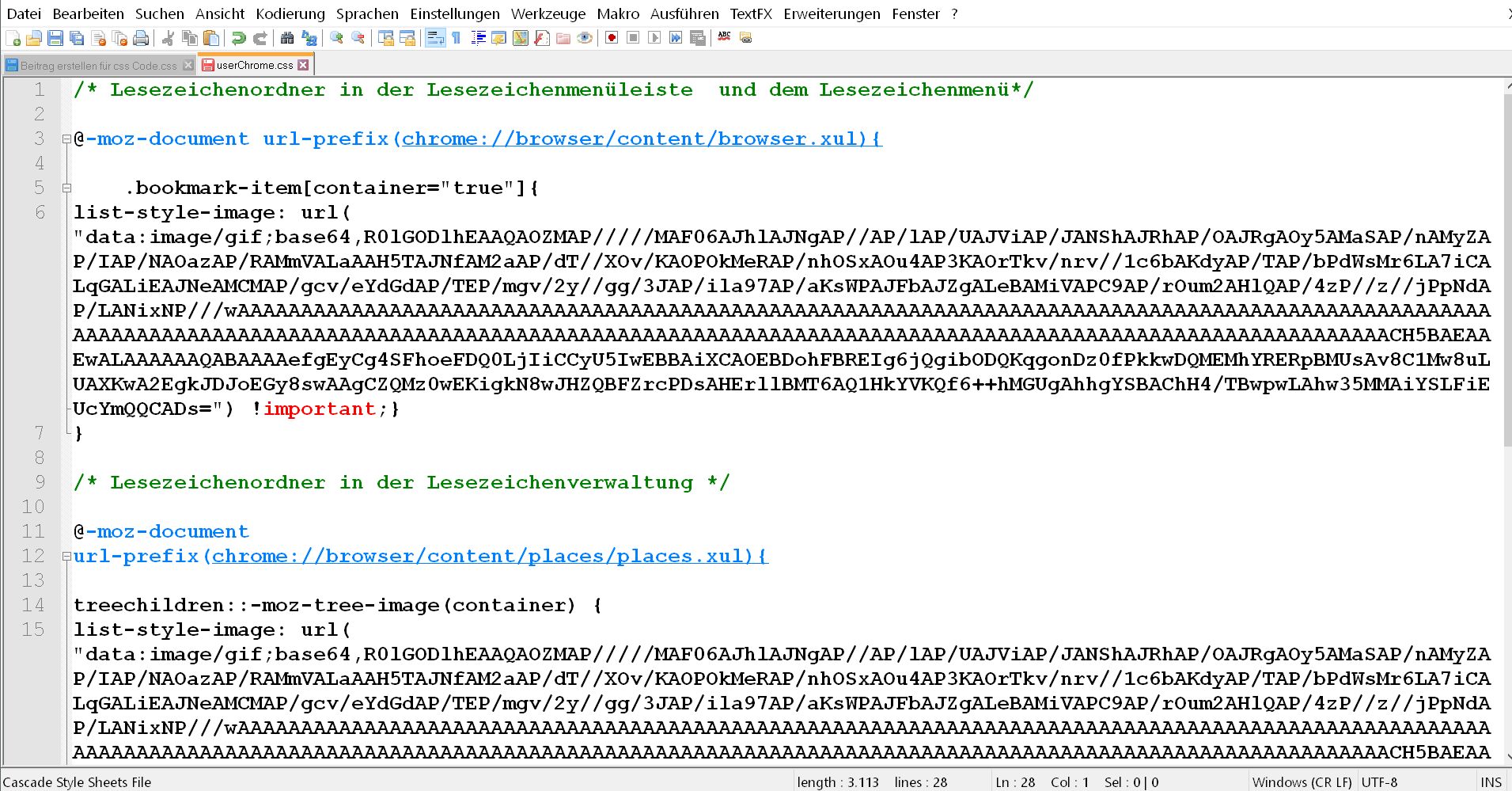 Firefox Den Lesezeichenordnern ein anderes Icon vergeben code in userchrome.css - Firefox Den Lesezeichenordnern ein anderes Icon vergeben