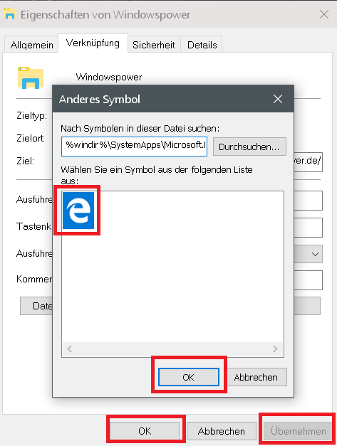 Edge Browser eine Desktopverknüpfung erstellen