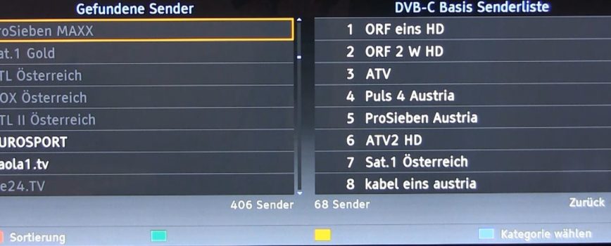 Panasonic TV Sender sortieren