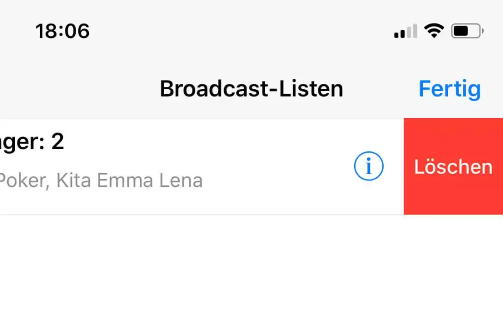 broadcast listen loeschen iphone
