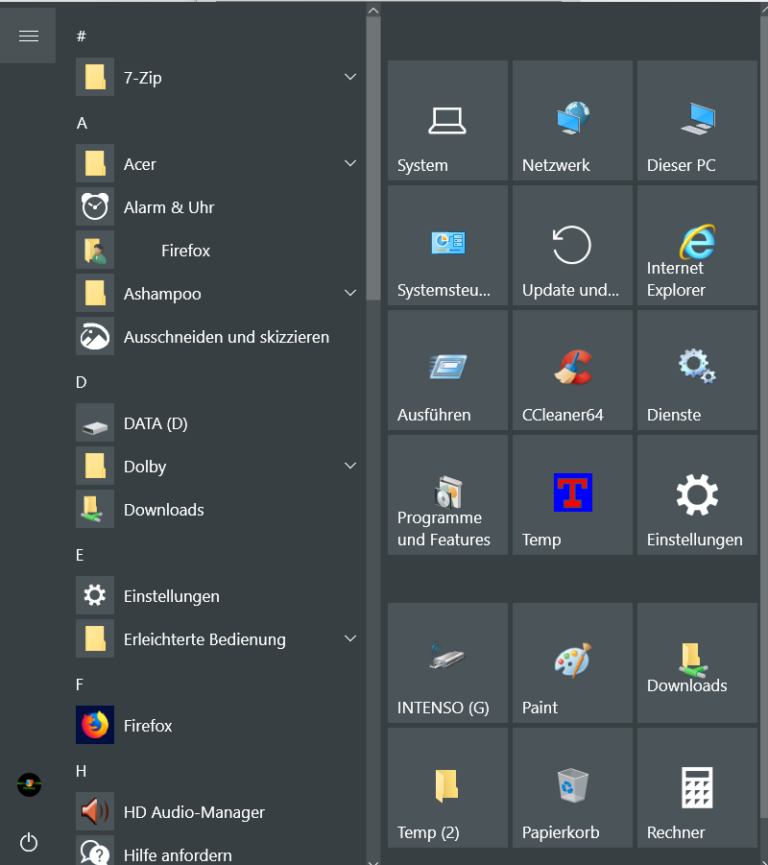 Windows 10 - Startmenü im Vollbildmodus anzeigen