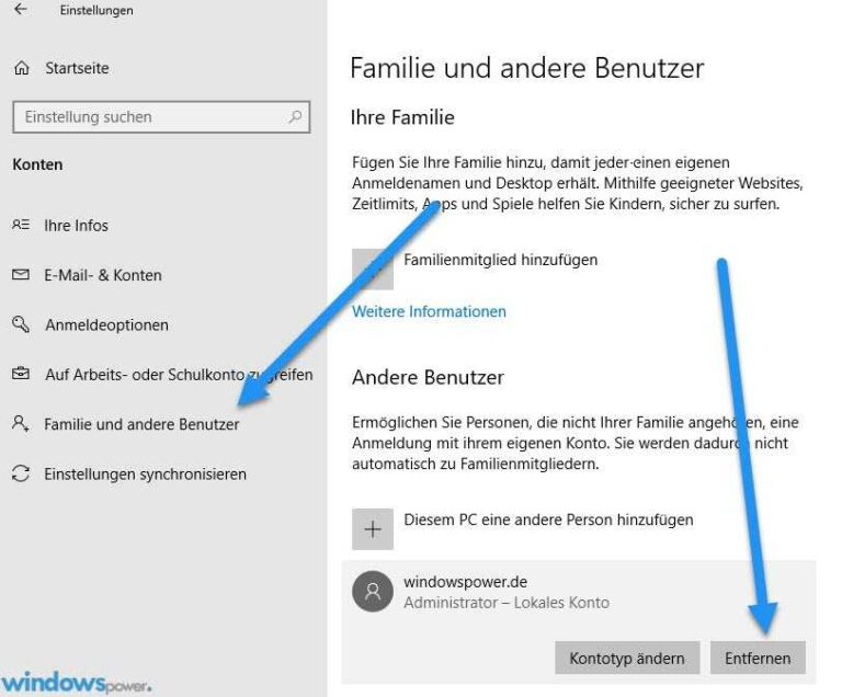 Benutzerkonto löschen bei Windows 10 - so geht's