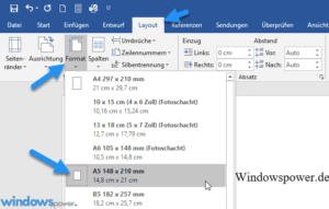 DIN A5 einstellen und ausdrucken bei Microsoft Word