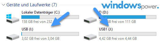 usb stick aufgeteilt