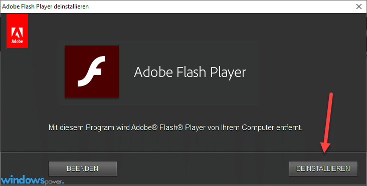 adobe flash player deinstallieren