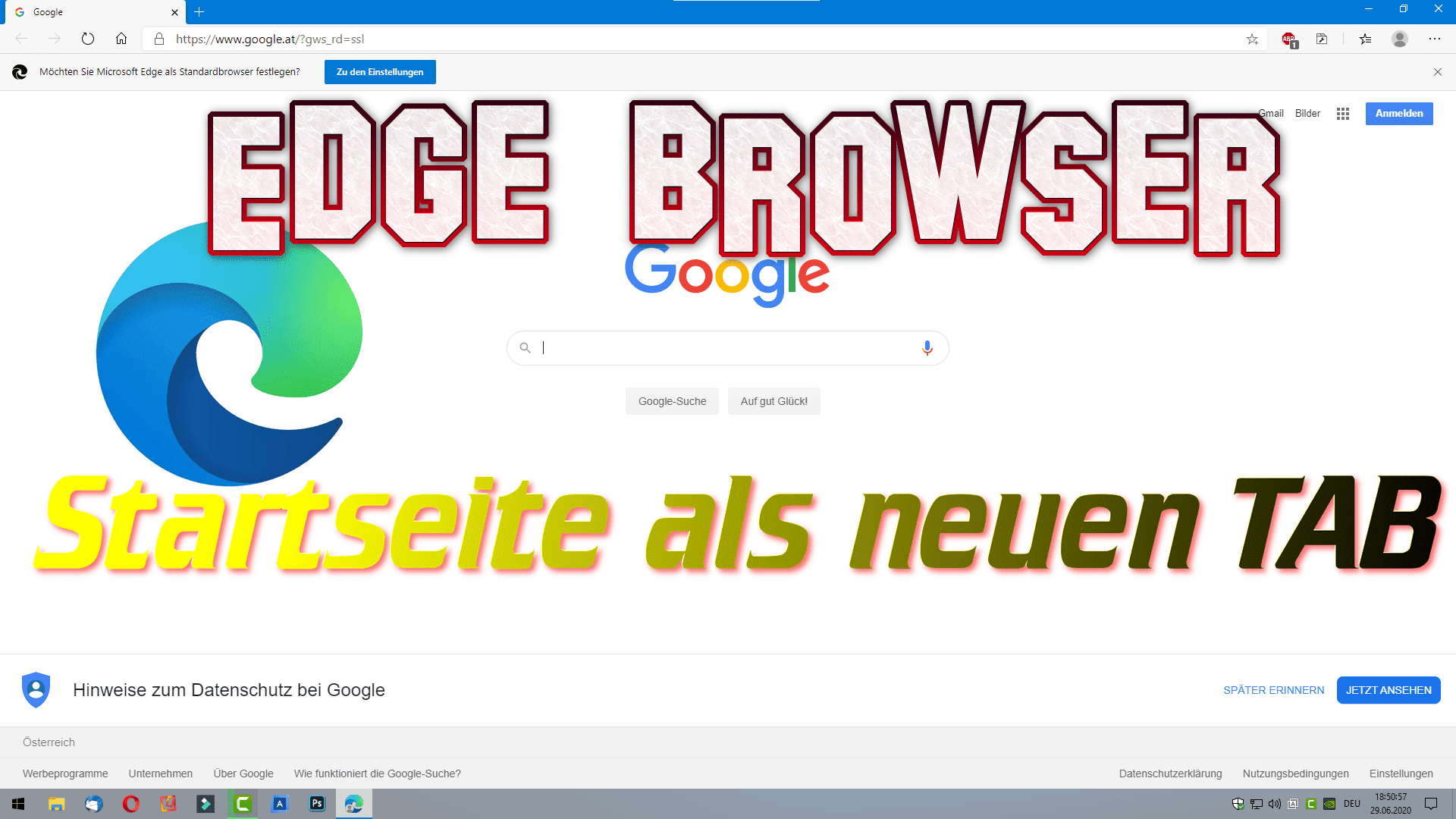 Microsoft Edge Browser - Startseite als neuen TAB unbenannt-min