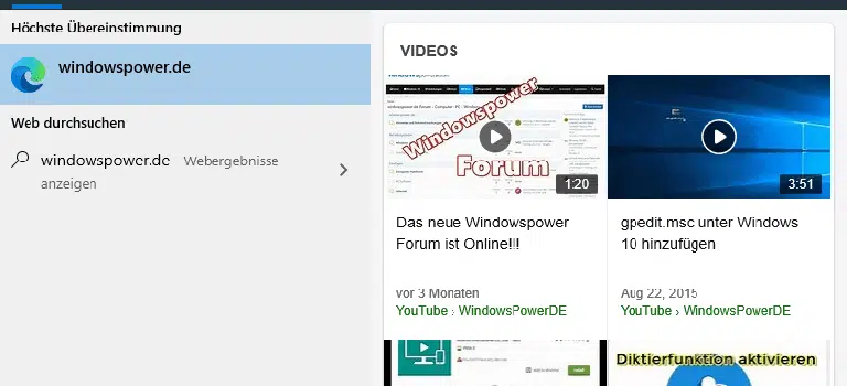 Websuche im Startmenü deaktivieren bei Windows 10 websuche-windows10