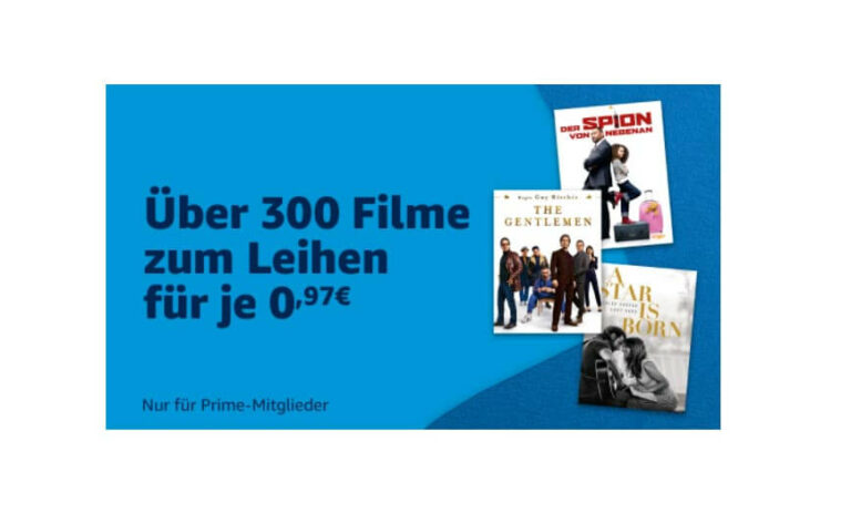 Amazon Prime Vide: Über 300 Filme zum Leihen für je 0,97€