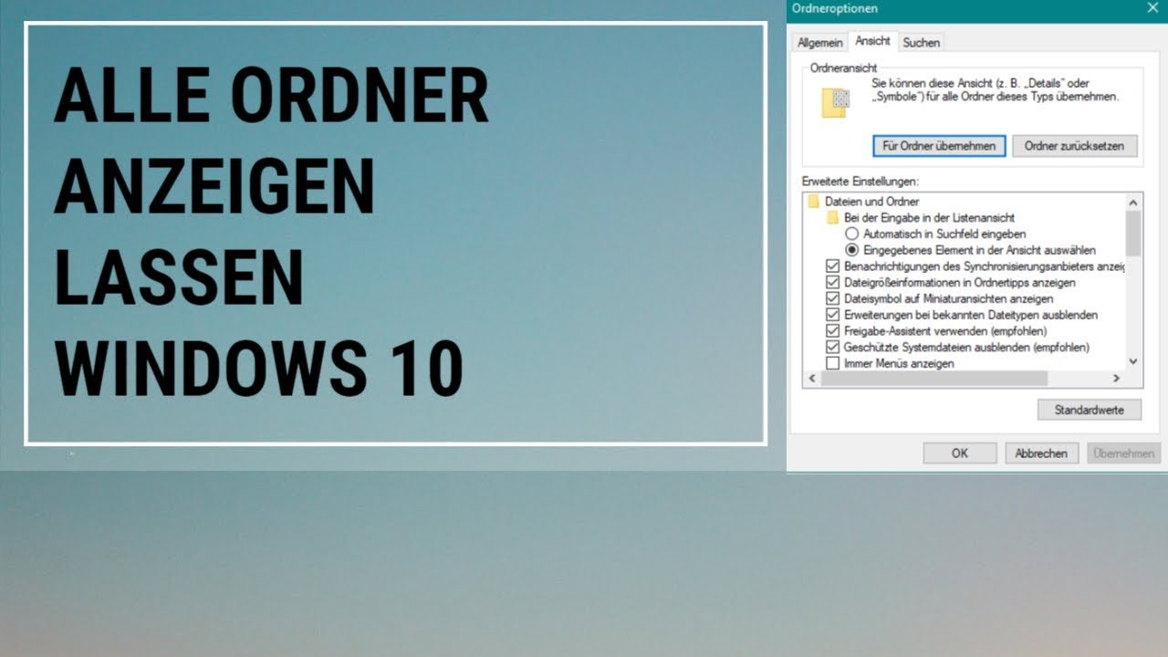 Alle Ordner Anzeigen lassen Windows 10 Alle Ordner Anzeigen lassen Windows 10