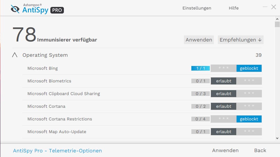 Ashampoo AntiSpy Pro - Datensammeln verhindern - Wir verlosen 3 Lizenzen ashampoo antispy pro filter