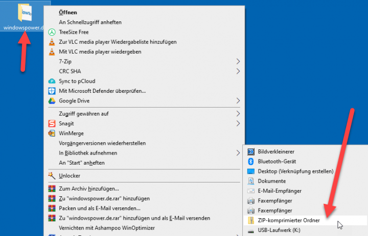 Ordner komprimieren unter Windows 10