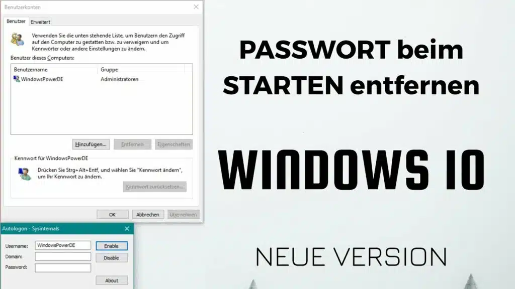 Passwort beim Starten entfernen Windows 10