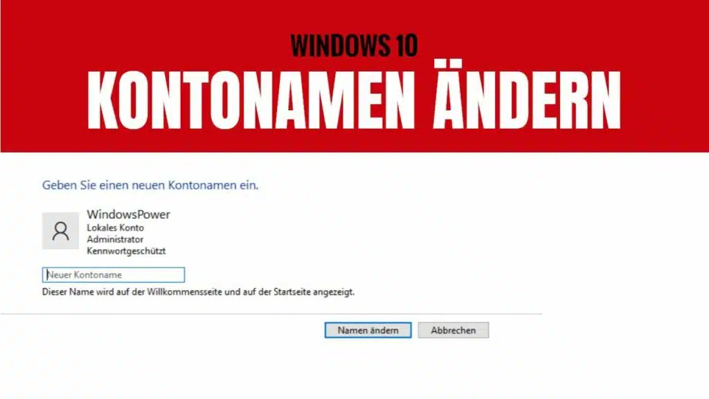 Windows 10 Benutzernamen aendern