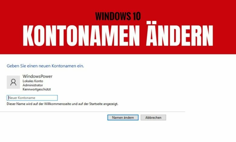 Windows 10 Benutzernamen aendern