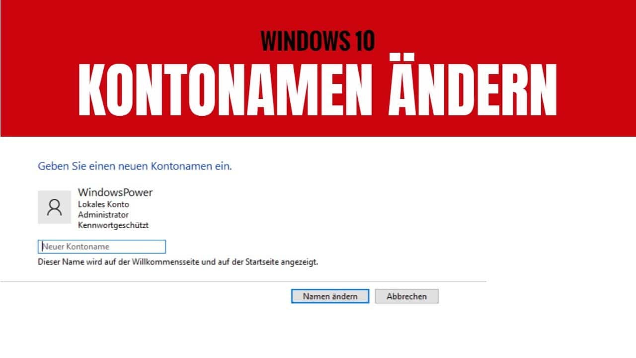 Windows 10 konto namen ändern