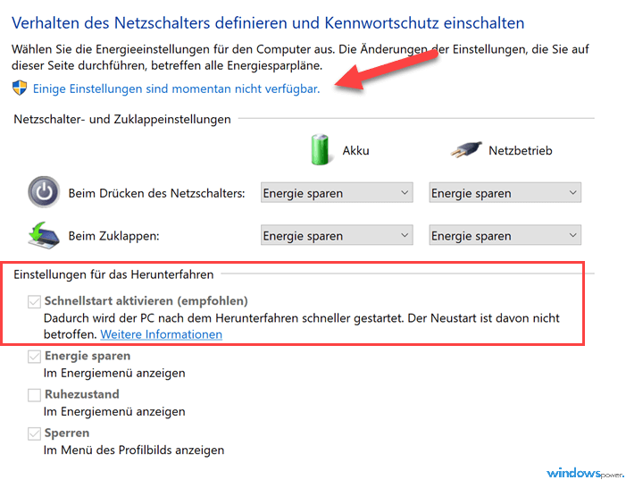 schnellstart aktivieren windows 10 hochfahren beschleunigen