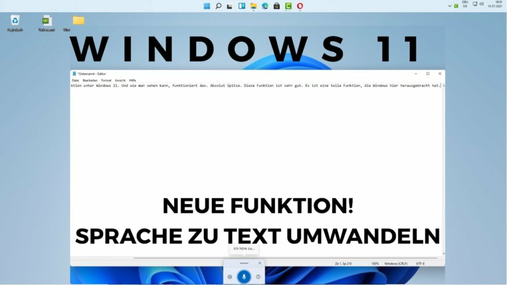 Windows 11 neue Funktion Sprache zu Text