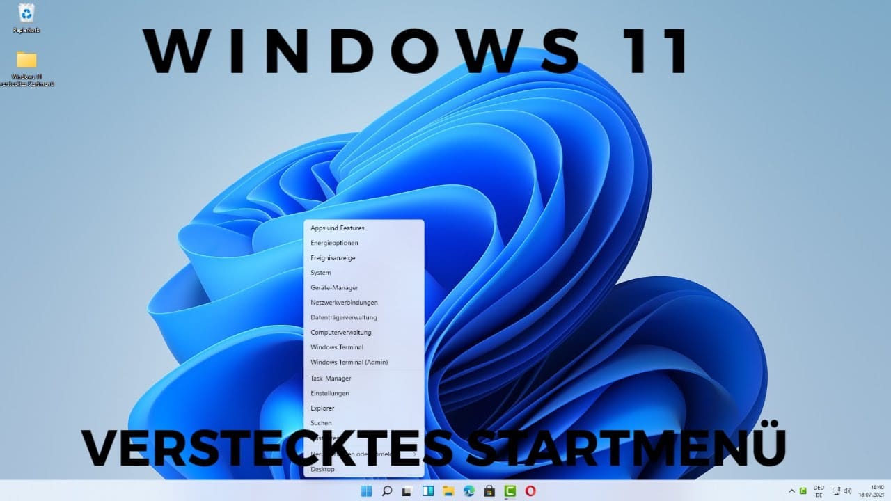 Windows 11 verstecktes Startmenü Windows 11 verstecktes Startmenue