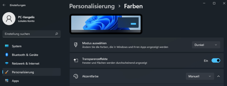 modus dunkel windows 11