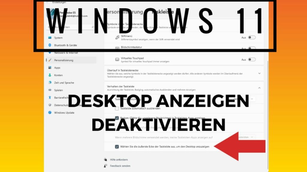 Desktop anzeigen deaktivieren Windows 11