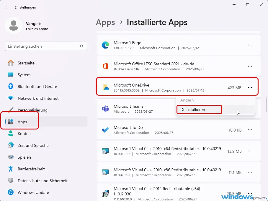 OneDrive komplett deinstallieren
