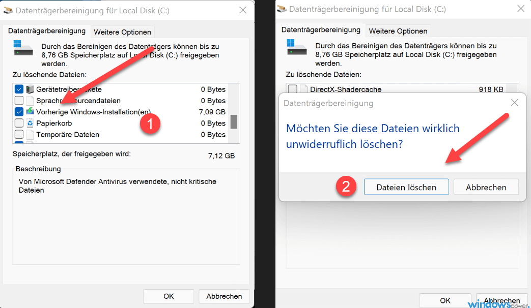 So löschen Sie den Windows.old Ordner