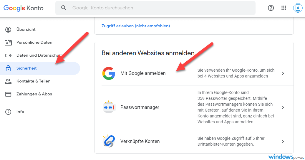 mit google konto anmelden