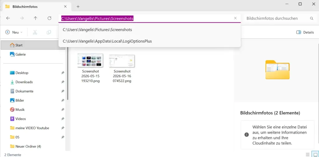 Screenshot direkt als Datei speichern